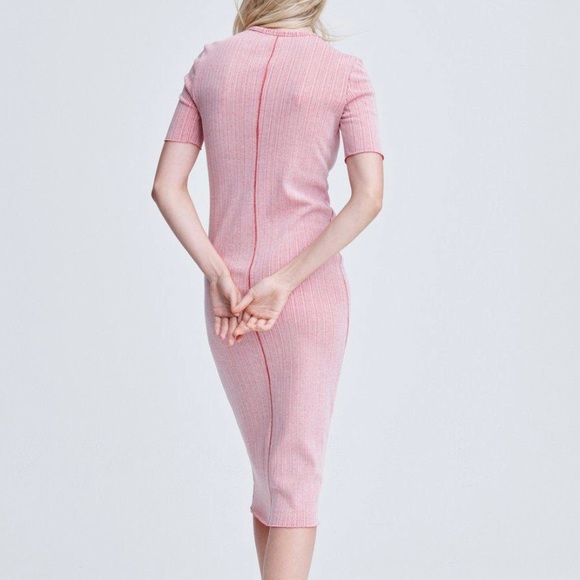 SOLD-Rag & Bone Two Tone Pink Ribbed Midi Dress - Picture 6 of 16